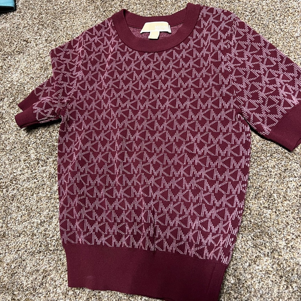 Logo Jacquard Short-Sleeve Sweater size XXS